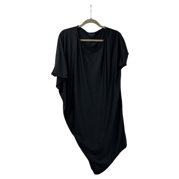 Athleta Sunlover  | Women's Shirt Dress Small  Hilo Asymmetric Black Draped - Picture 9 of 16